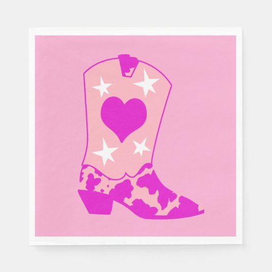 Modern Girly Cowgirl Western Yeehaw Boot Pink Servet (Voorkant)