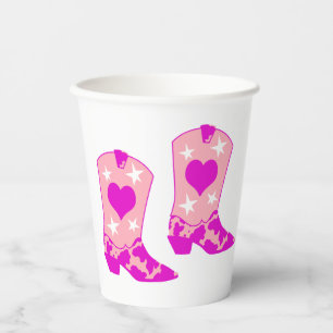 Modern Girly Cowgirl Western Yeehaw Boot White Papieren Bekers