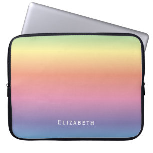 Modern Girly Cute Pastel Rainbow Ombre Aangepaste  Laptop Sleeve