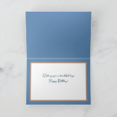 Modern Girly Daisies Floral Flowers Blue Birthday Kaart (Binnen)