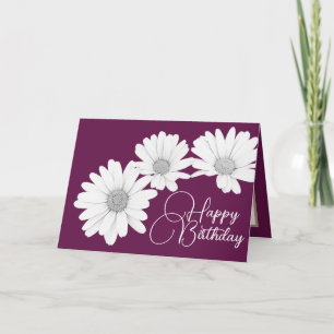 Modern Girly Daisies Floral Flowers Pink Birthday Kaart