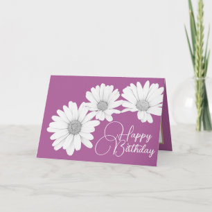 Modern Girly Daisies Floral Flowers Pink Birthday Kaart