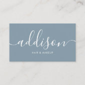 Modern Girly Dusty Blue minimalistische kalligrafi Visitekaartje (Voorkant)