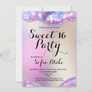 Modern Girly Elegant Glitter 16e verjaardag Opal  Kaart