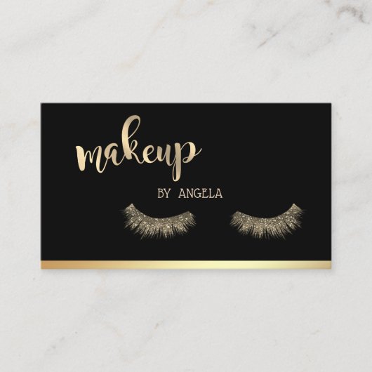 Modern Girly Elegant Lijst, Gold Glitter Lashes Visitekaartje (Voorkant)
