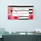 Modern Girly Floral Afstuderen Banner (Beurs)