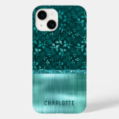 Modern Girly Floral Glitter Shimmer gepersonalisee Case-Mate iPhone Case (Achterkant)