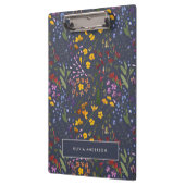 Modern girly floral kleurrijk initiaal marineblauw klembord (Links)