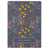 Modern girly floral kleurrijk initiaal marineblauw klembord (Achterkant)