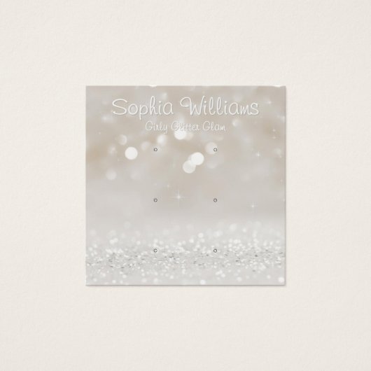 Modern Girly Glam Glitter Triple Stud Display Kaar Vierkante Visitekaartjes (Voorkant)