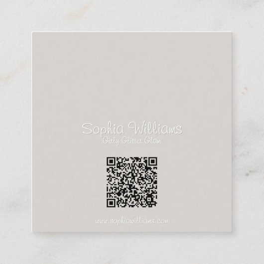 Modern Girly Glam Glitter Vierkante Visitekaartje (Achterkant)