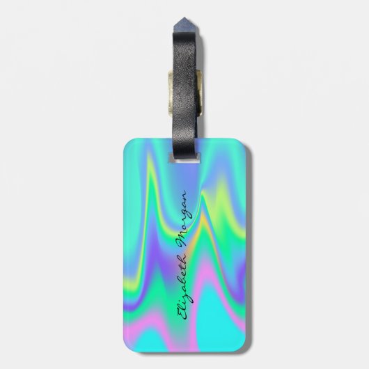 Modern Girly, Glitter Faux Lashes, Holografisch Bagagelabel (Achterkant verticaal)