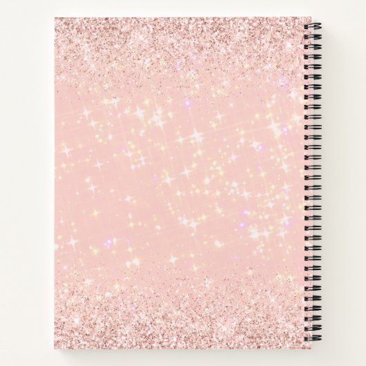 Modern Girly Glitter Monogram Name Notitieboek (Achterkant)