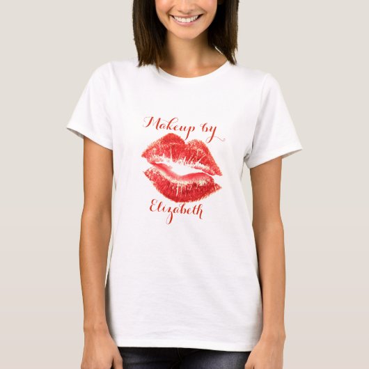 Modern Girly Glitter Red Lips, Makeup kunstenaar T-shirt (Voorkant)