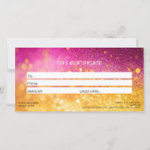 Modern Girly Glitter Roze Certificaat Gift Kaart (Achterkant)
