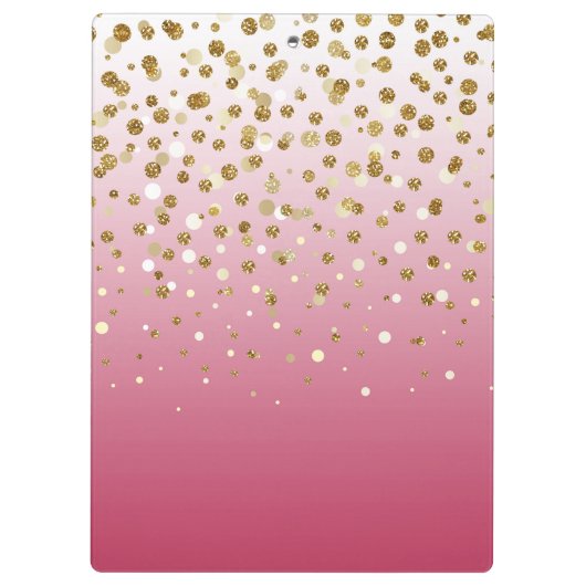 Modern Girly gouden glitter confetti Roze Gradiënt Klembord (Achterkant)