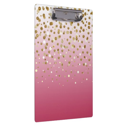 Modern Girly gouden glitter confetti Roze Gradiënt Klembord (Rechts)