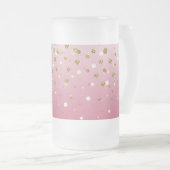 Modern Girly gouden glitter confetti Roze Gradiënt Matglas Bierpul (Voorkant rechts)