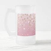 Modern Girly gouden glitter confetti Roze Gradiënt Matglas Bierpul (Links)