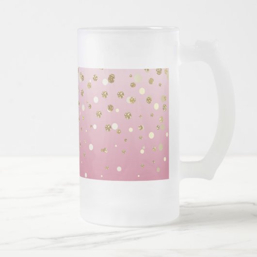 Modern Girly gouden glitter confetti Roze Gradiënt Matglas Bierpul (Rechts)