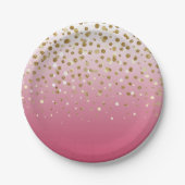 Modern Girly gouden glitter confetti Roze Gradiënt Papieren Bordje (Voorkant)