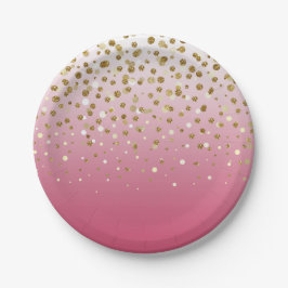 Modern Girly gouden glitter confetti Roze Gradiënt Papieren Bordje