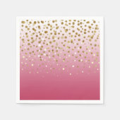 Modern Girly gouden glitter confetti Roze Gradiënt Servet (Voorkant)