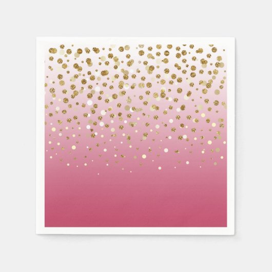 Modern Girly gouden glitter confetti Roze Gradiënt Servet (Voorkant)