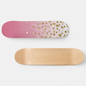 Modern Girly gouden glitter confetti Roze Gradiënt Skateboard (Horizontaal)