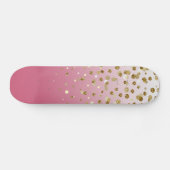 Modern Girly gouden glitter confetti Roze Gradiënt Skateboard (Horizontaal)