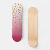 Modern Girly gouden glitter confetti Roze Gradiënt Skateboard (Voorkant)