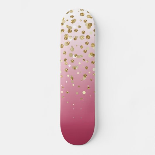 Modern Girly gouden glitter confetti Roze Gradiënt Skateboard (Voorkant)