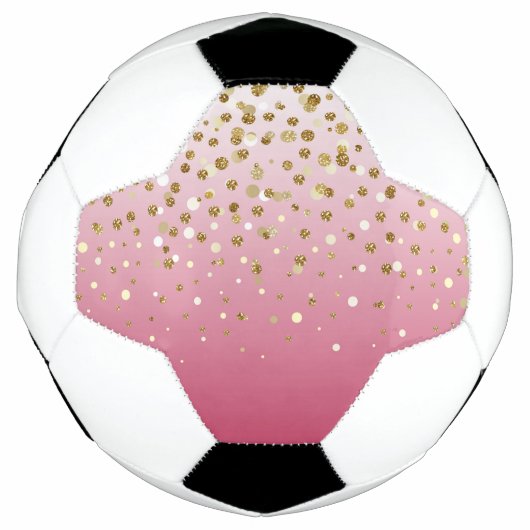 Modern Girly gouden glitter confetti Roze Gradiënt Voetbal (Voorkant)
