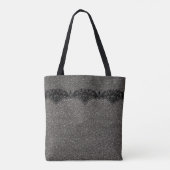 Modern Girly Grey Glitter Black Lace Personalized Tote Bag (Achterkant)