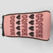 Modern Girly Heart Koffie Bruin Roze Golfer Lover Golfheadcover (Voorkant)