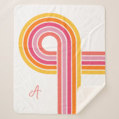 Modern Girly Heldere Kleuren Gebogen Streepjespatr Sherpa Deken (Voorkant)