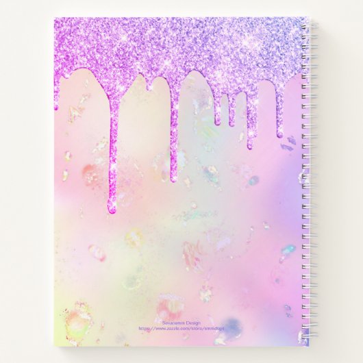 Modern Girly Holographic Elegant Trendy Sketchbook Notitieboek (Achterkant)