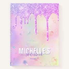 Modern Girly Holographic Elegant Trendy Sketchbook Notitieboek