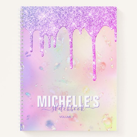 Modern Girly Holographic Elegant Trendy Sketchbook Notitieboek (Voorkant)