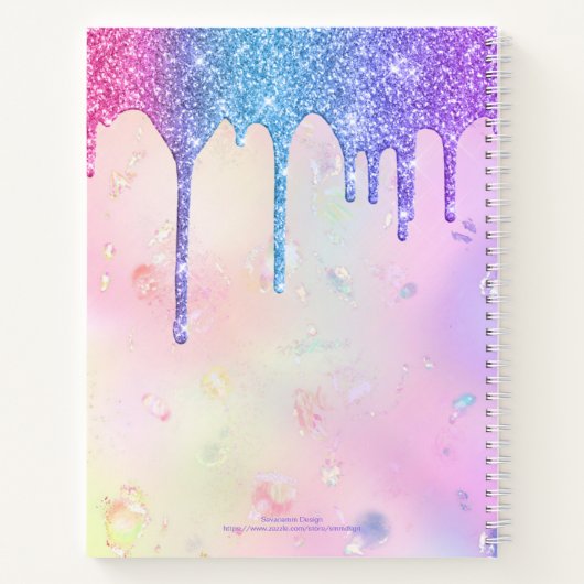 Modern Girly Holographic Elegant Trendy Sketchbook Notitieboek (Achterkant)