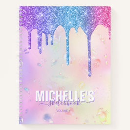 Modern Girly Holographic Elegant Trendy Sketchbook Notitieboek