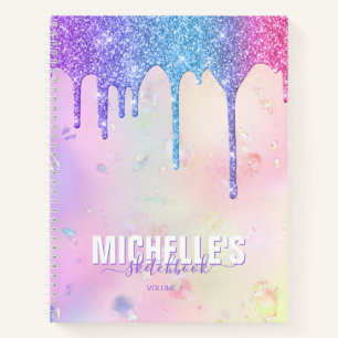 Modern Girly Holographic Elegant Trendy Sketchbook Notitieboek