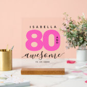 Modern Girly Hot Pink 80 en Geweldige Acryl Bord (Huwelijk)