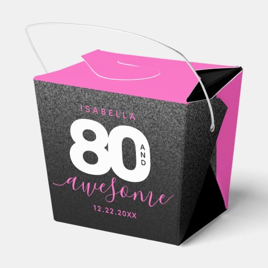 Modern Girly Hot Pink 80 en Geweldige Bedankdoosjes (Achterkant)