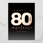 Modern Girly Hot Pink 80 en Geweldige Folie Uitnodiging (Voorkant)