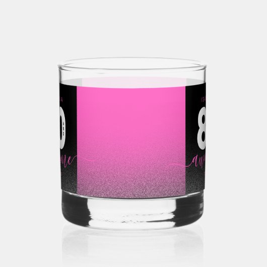 Modern Girly Hot Pink 80 en Geweldige Whisky Glas (Rechts)