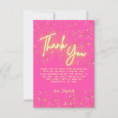 Modern Girly Hot Pink Neon Glow Dank je Script Bedankkaart (Voorkant)