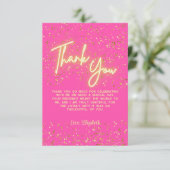Modern Girly Hot Pink Neon Glow Dank je Script Bedankkaart (Staand voorkant)