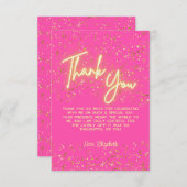 Modern Girly Hot Pink Neon Glow Dank je Script Bedankkaart (Voorkant / Achterkant)