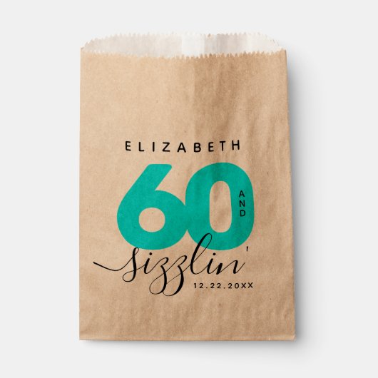 Modern Girly Ice Blue 60 en Sizzling Bedankzakje (Voorkant)